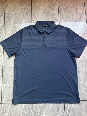 Travis Mathew Mens Mood Indigo Stripe Sweet Teets Golf Embroidered Polo Shirt2XL
